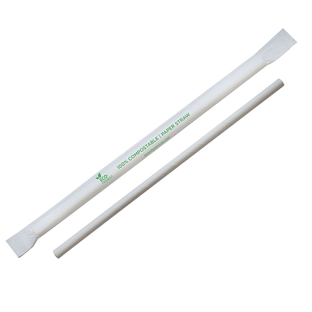 ALLIANT COFFEE SOLTUIONS Individually Wrapped, ECO Friendly, White Paper Straw, PK3200 8690002